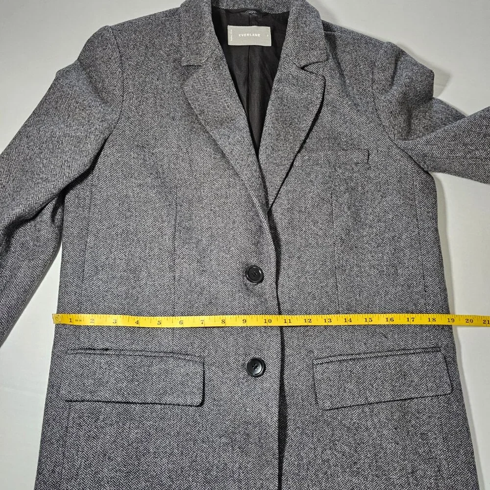 Everlane The Oversized Blazer Wool Gray Herringbone Boyfriend Fit Classic Sz 0 - Picture 15 of 16